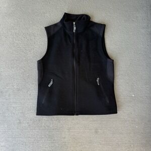 Ibex Women's Large Black Merino Wool Full Zip Vest Outdoor Hiking Performance